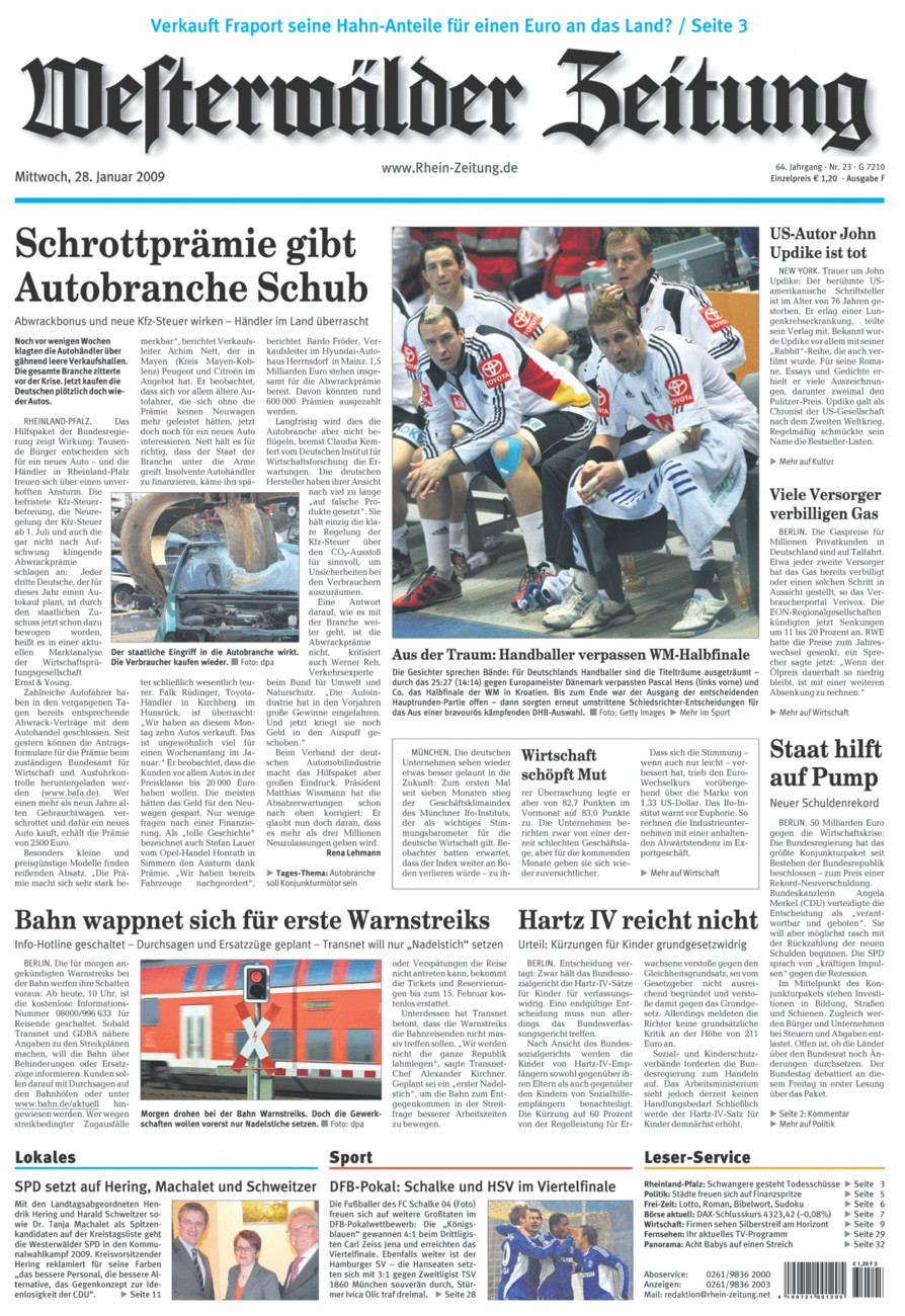 Westerwälder Zeitung vom Mittwoch, 28.01.2009