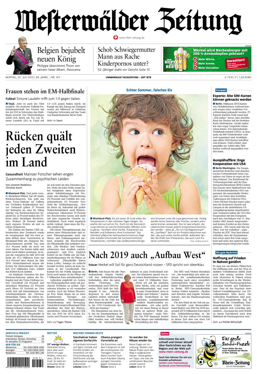 Westerwälder Zeitung vom Montag, 22.07.2013