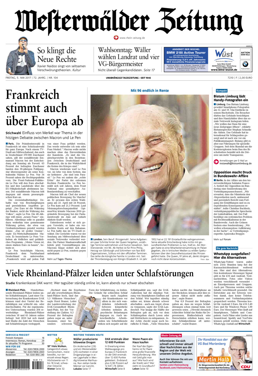 Westerwälder Zeitung vom Freitag, 05.05.2017