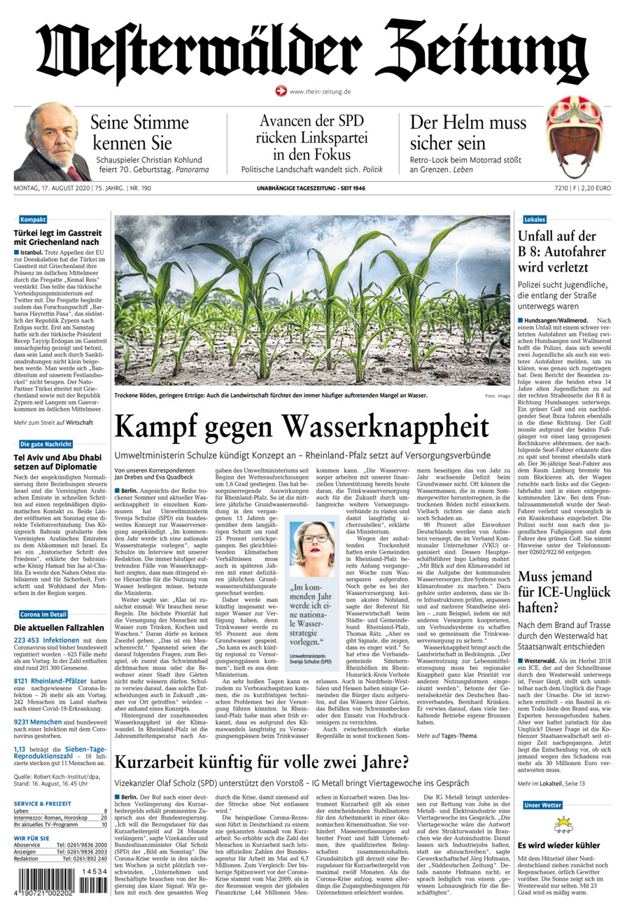 Westerwälder Zeitung vom Montag, 17.08.2020