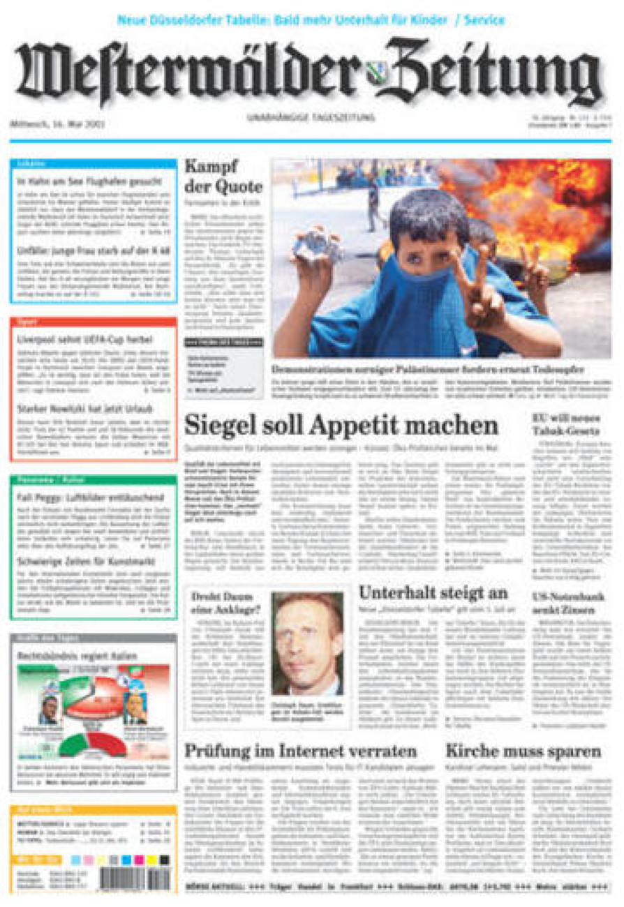 Westerwälder Zeitung vom Mittwoch, 16.05.2001