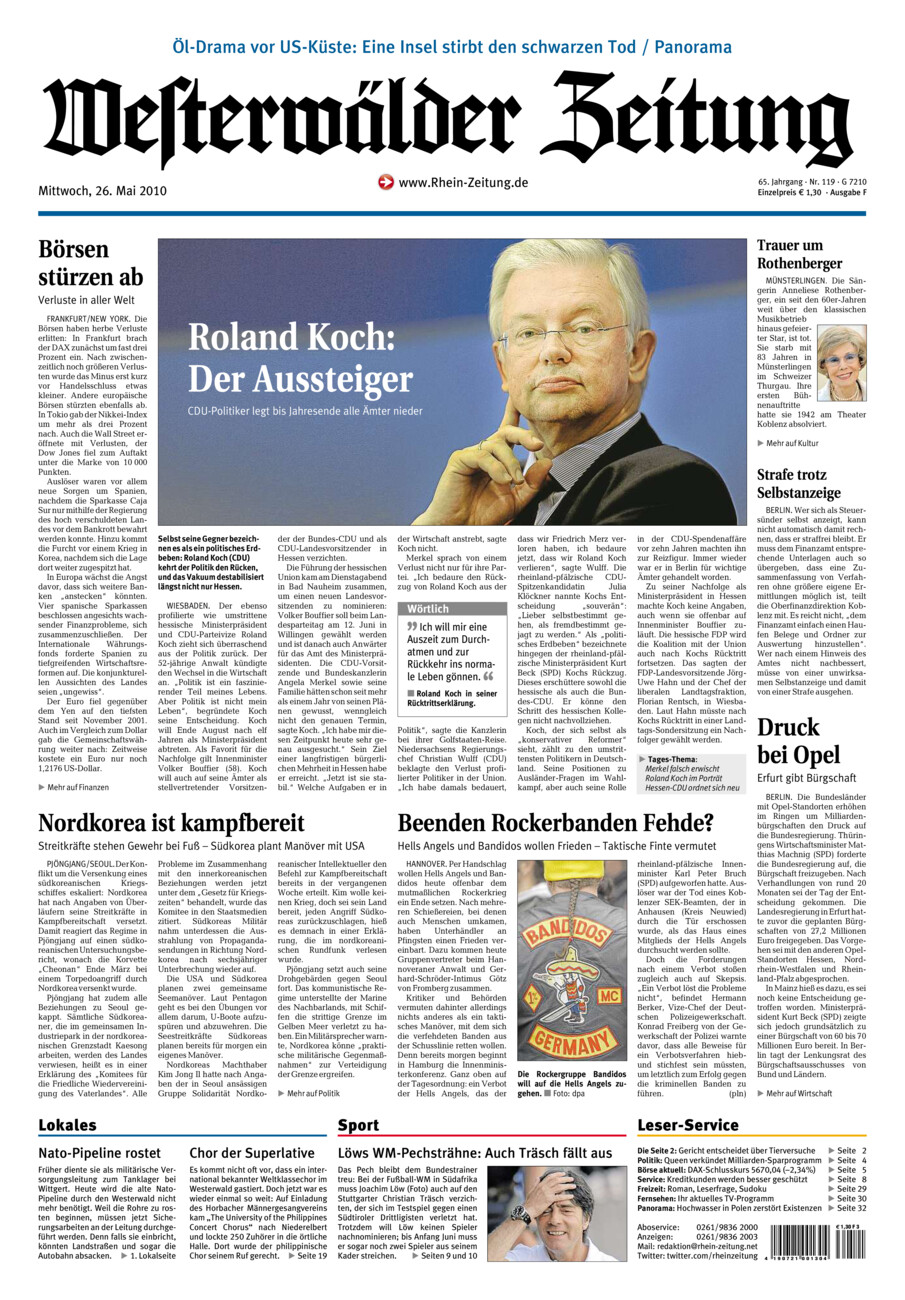 Westerwälder Zeitung vom Mittwoch, 26.05.2010