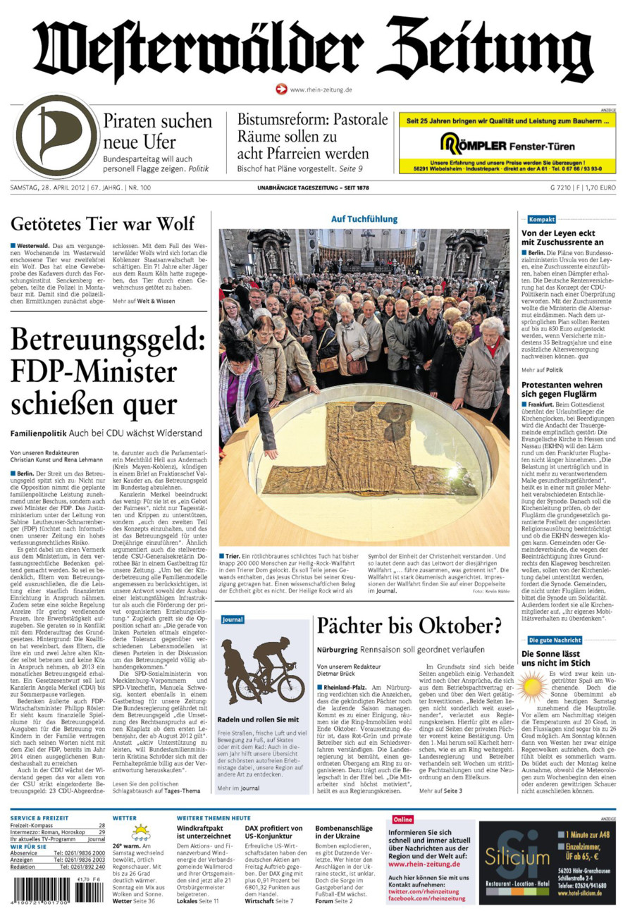 Westerwälder Zeitung vom Samstag, 28.04.2012