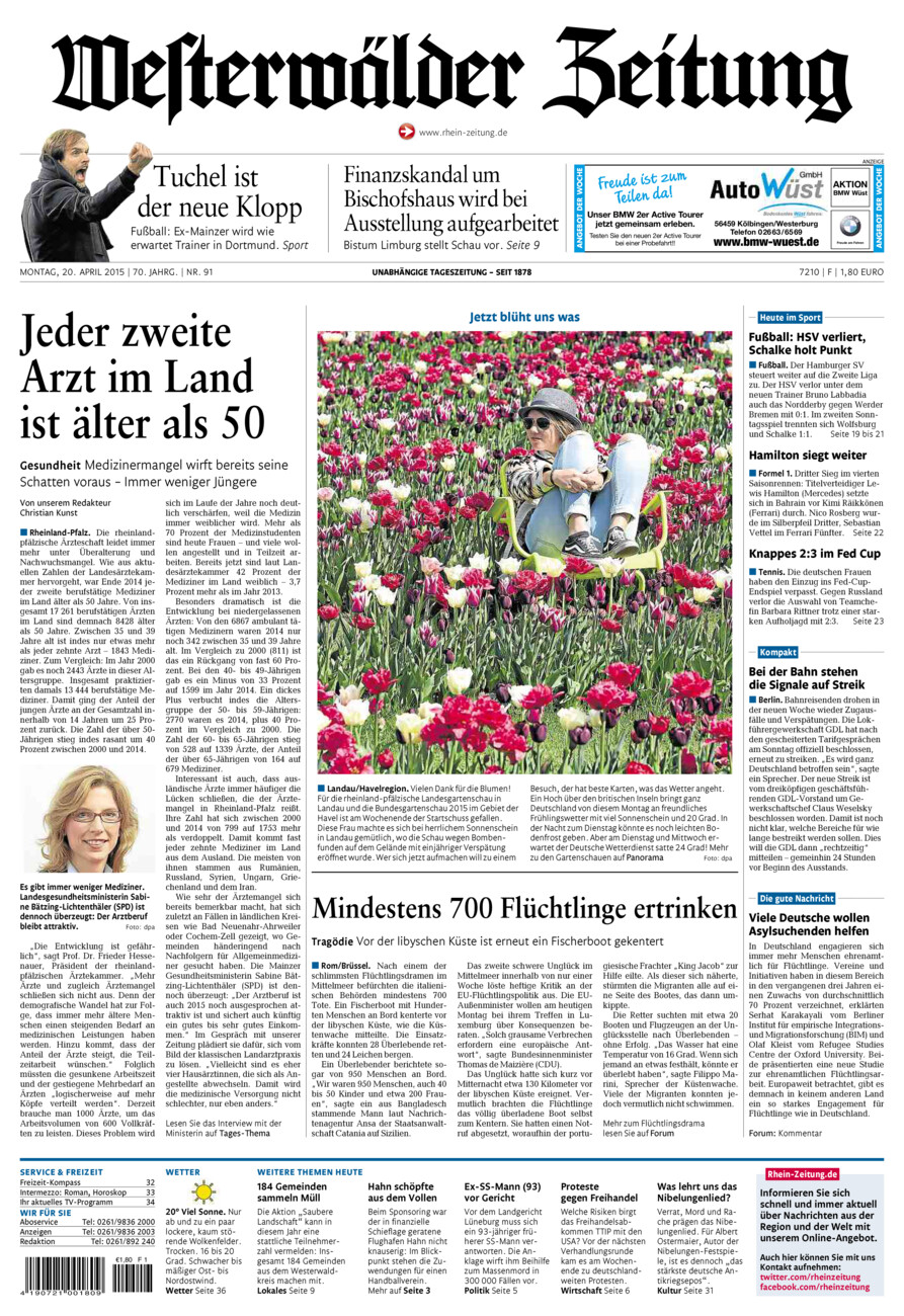 Westerwälder Zeitung vom Montag, 20.04.2015