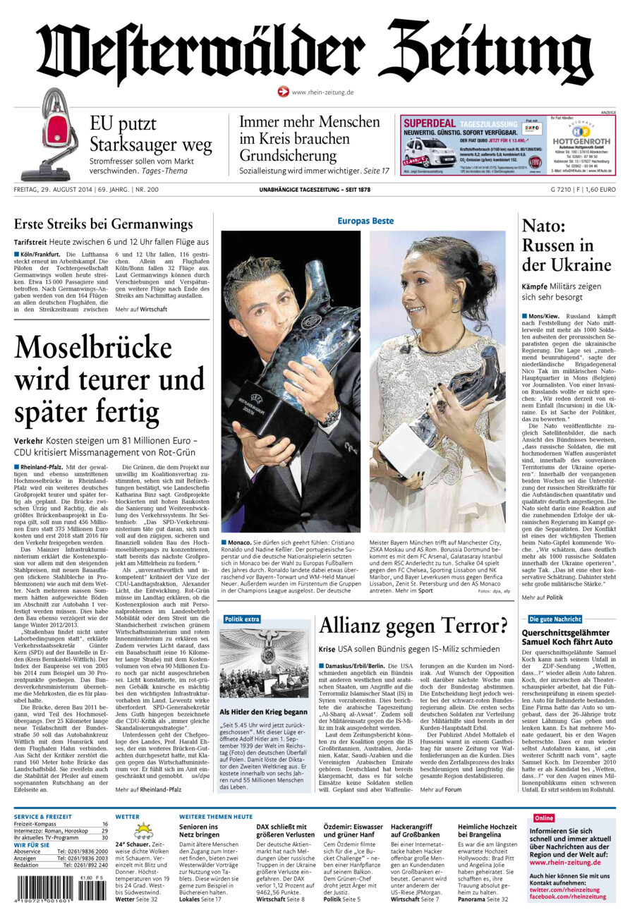 Westerwälder Zeitung vom Freitag, 29.08.2014