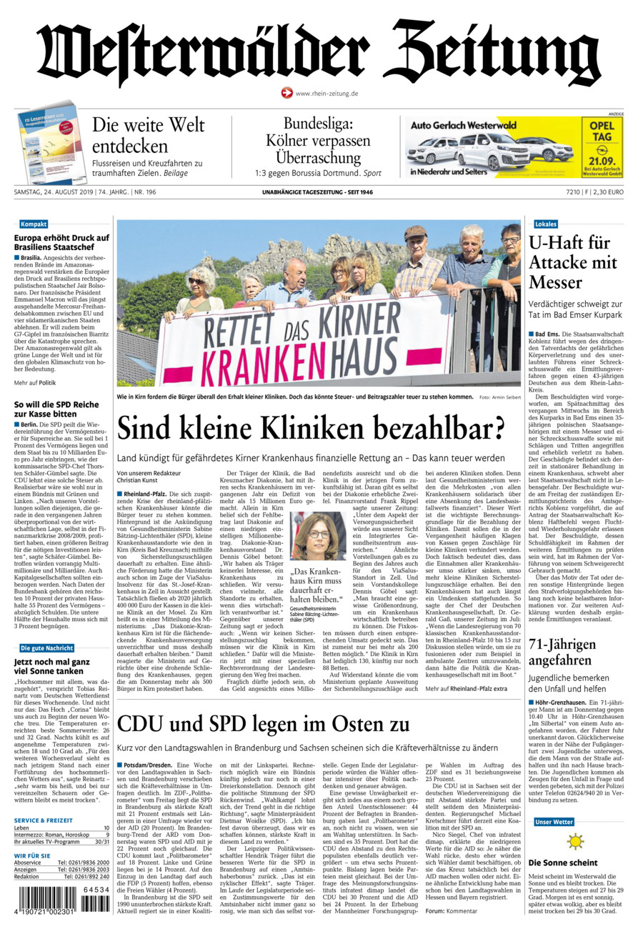 Westerwälder Zeitung vom Samstag, 24.08.2019