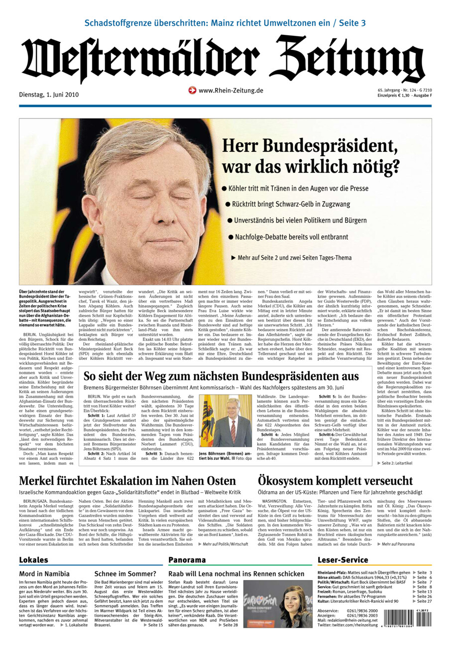 Westerwälder Zeitung vom Dienstag, 01.06.2010