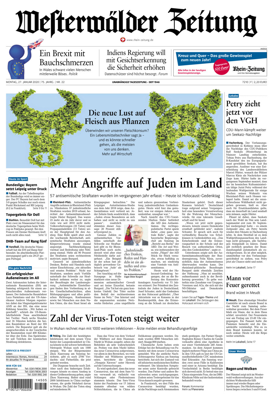 Westerwälder Zeitung vom Montag, 27.01.2020