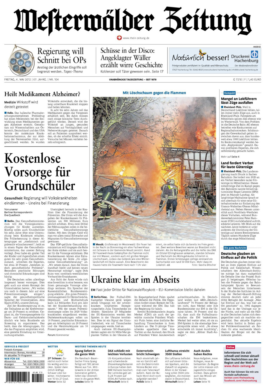 Westerwälder Zeitung vom Freitag, 04.05.2012