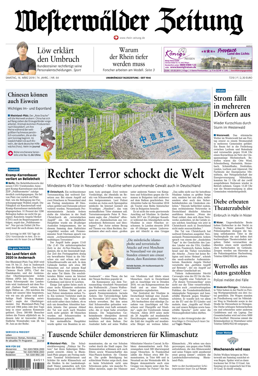 Westerwälder Zeitung vom Samstag, 16.03.2019
