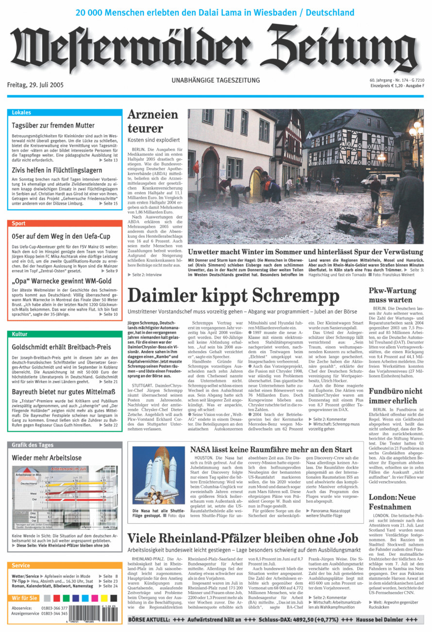 Westerwälder Zeitung vom Freitag, 29.07.2005