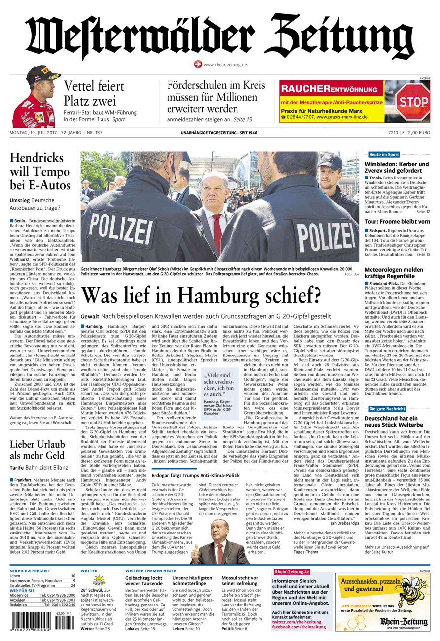 Westerwälder Zeitung vom Montag, 10.07.2017