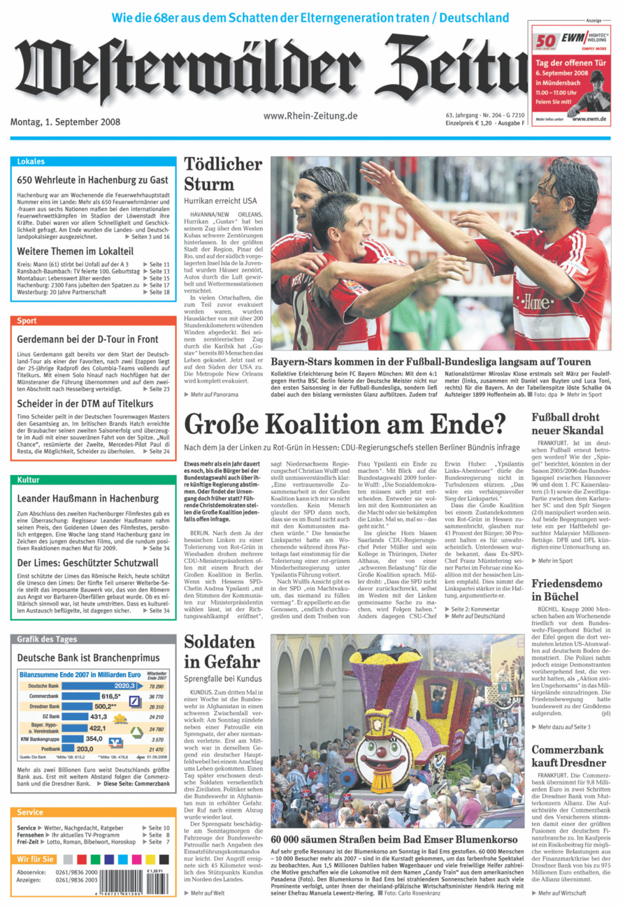 Westerwälder Zeitung vom Montag, 01.09.2008
