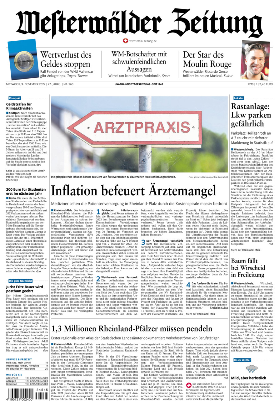 Westerwälder Zeitung vom Mittwoch, 09.11.2022