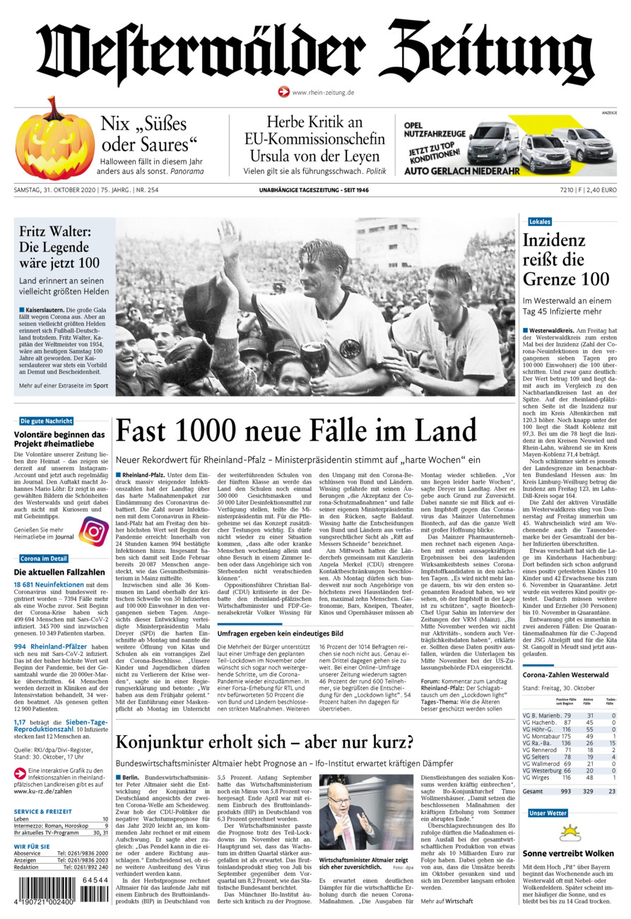 Westerwälder Zeitung vom Samstag, 31.10.2020