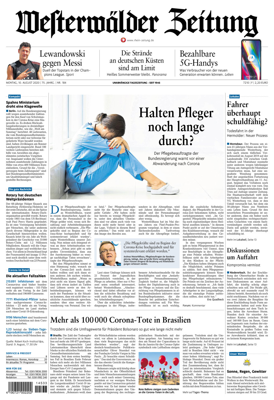 Westerwälder Zeitung vom Montag, 10.08.2020