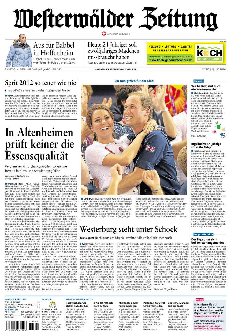 Westerwälder Zeitung vom Dienstag, 04.12.2012