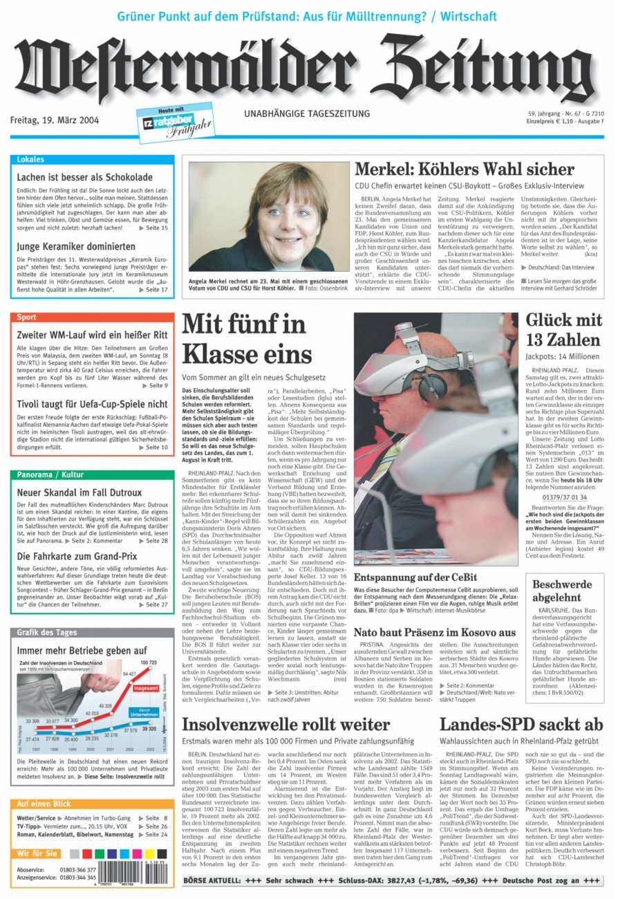Westerwälder Zeitung vom Freitag, 19.03.2004