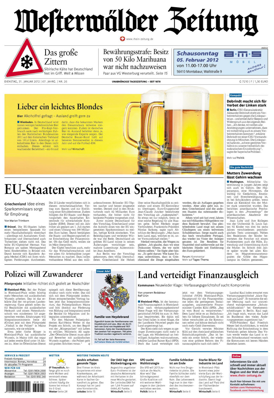 Westerwälder Zeitung vom Dienstag, 31.01.2012