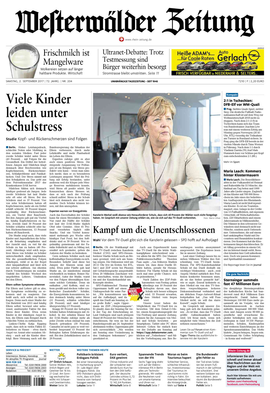 Westerwälder Zeitung vom Samstag, 02.09.2017