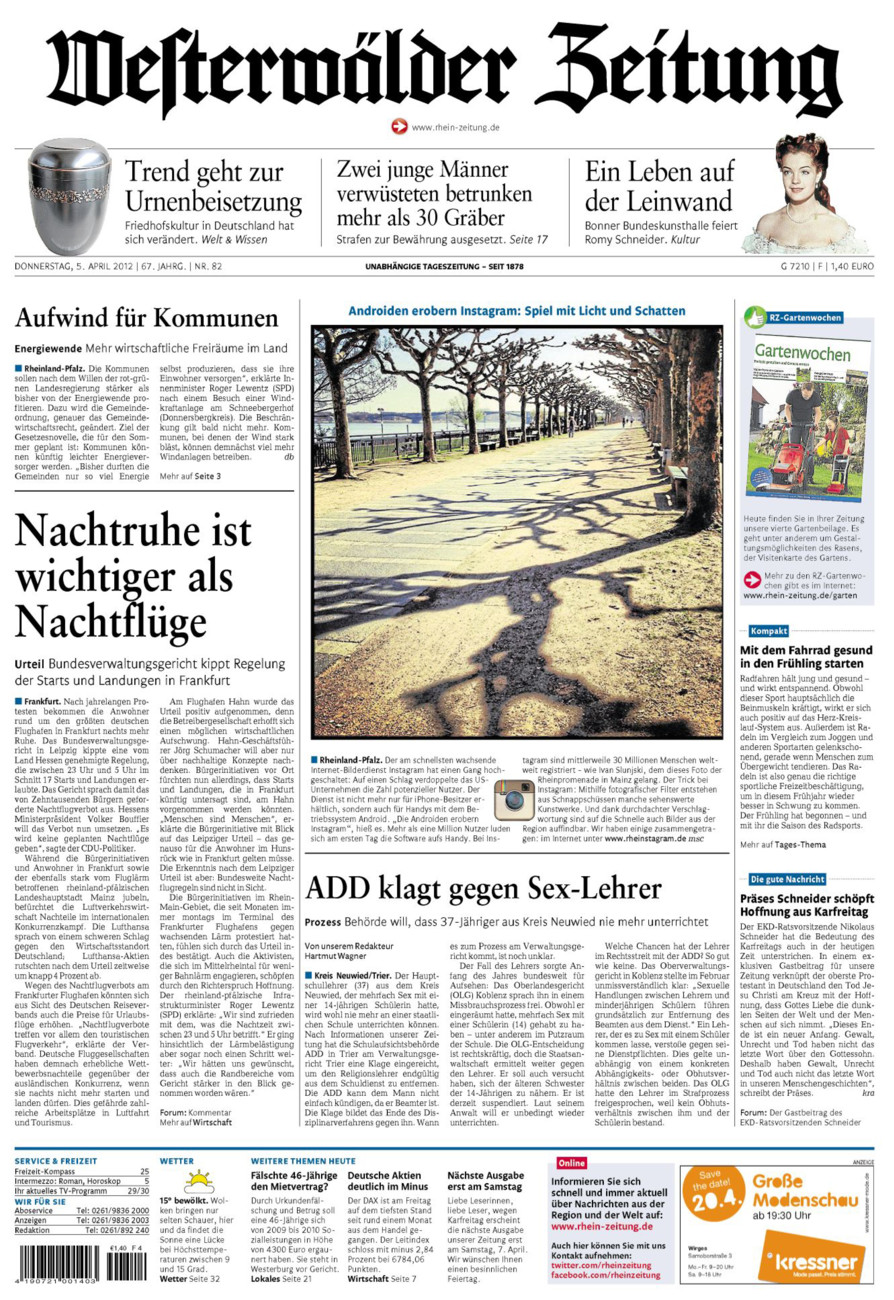 Westerwälder Zeitung vom Donnerstag, 05.04.2012
