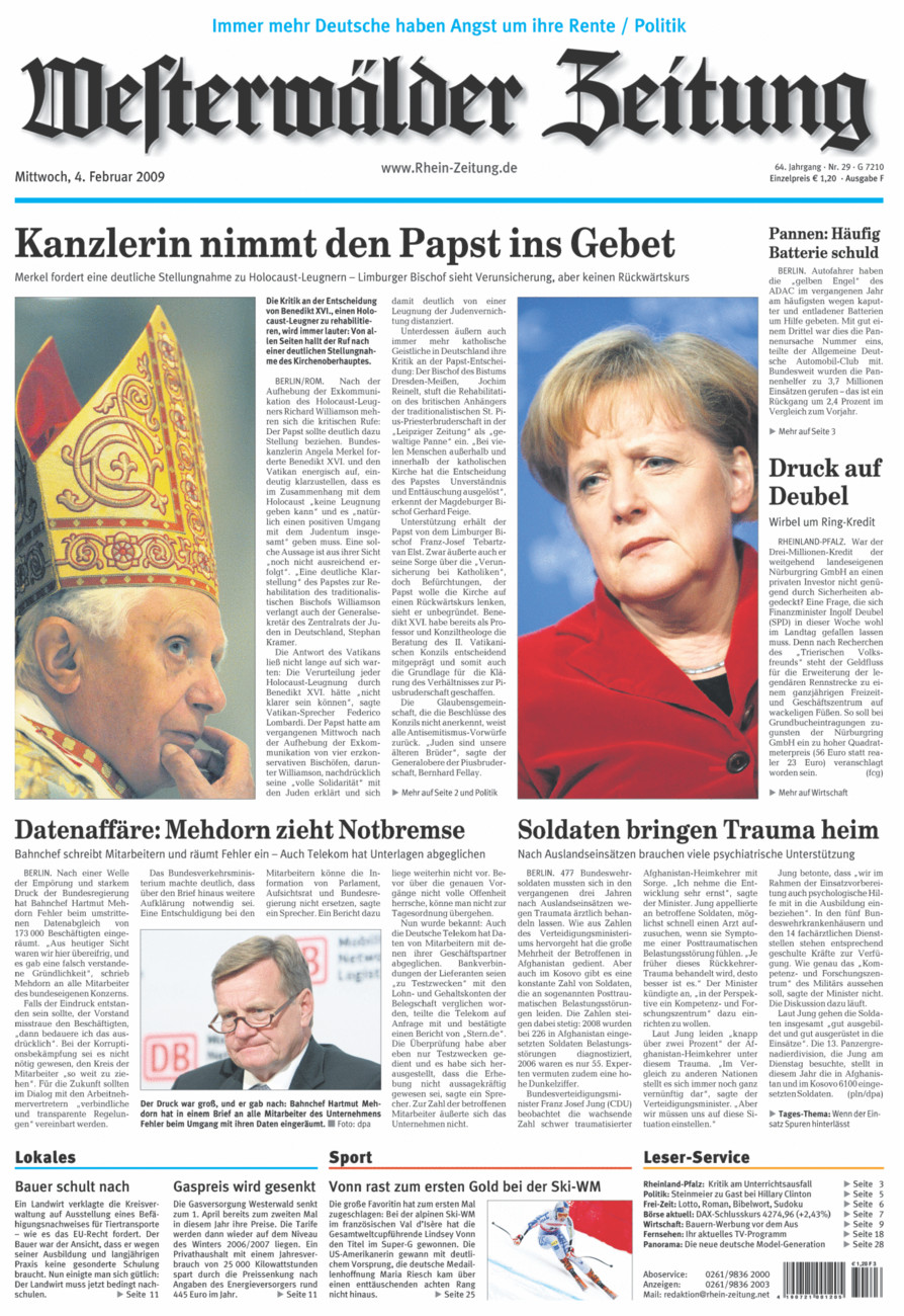 Westerwälder Zeitung vom Mittwoch, 04.02.2009