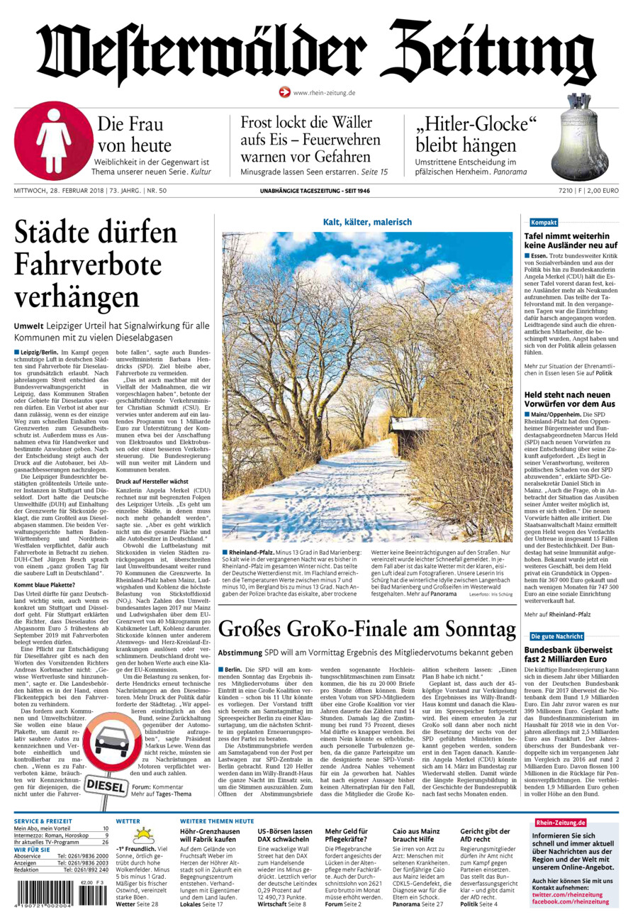 Westerwälder Zeitung vom Mittwoch, 28.02.2018