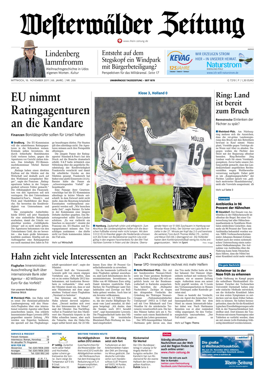Westerwälder Zeitung vom Mittwoch, 16.11.2011