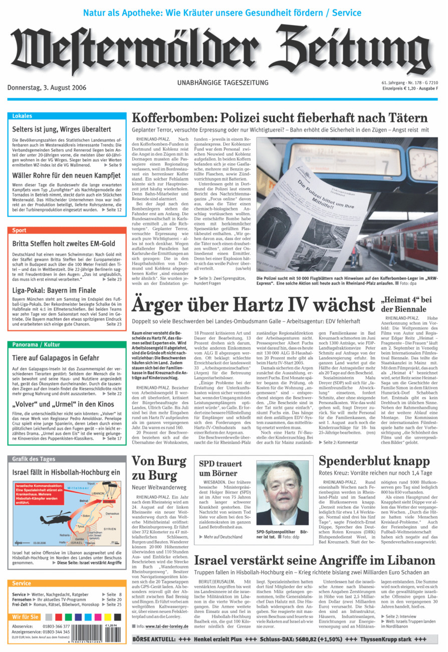 Westerwälder Zeitung vom Donnerstag, 03.08.2006