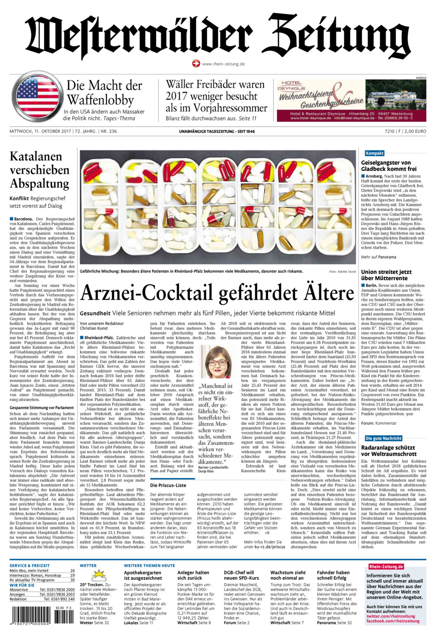 Westerwälder Zeitung vom Mittwoch, 11.10.2017