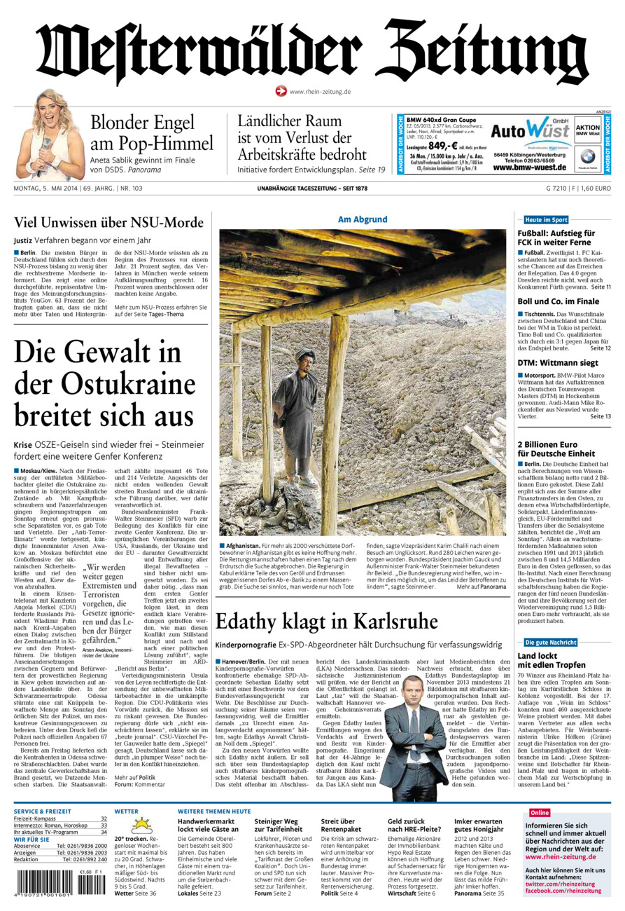 Westerwälder Zeitung vom Montag, 05.05.2014