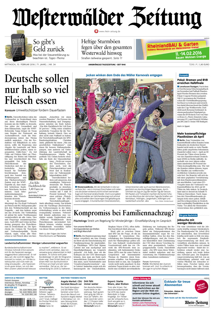 Westerwälder Zeitung vom Mittwoch, 10.02.2016