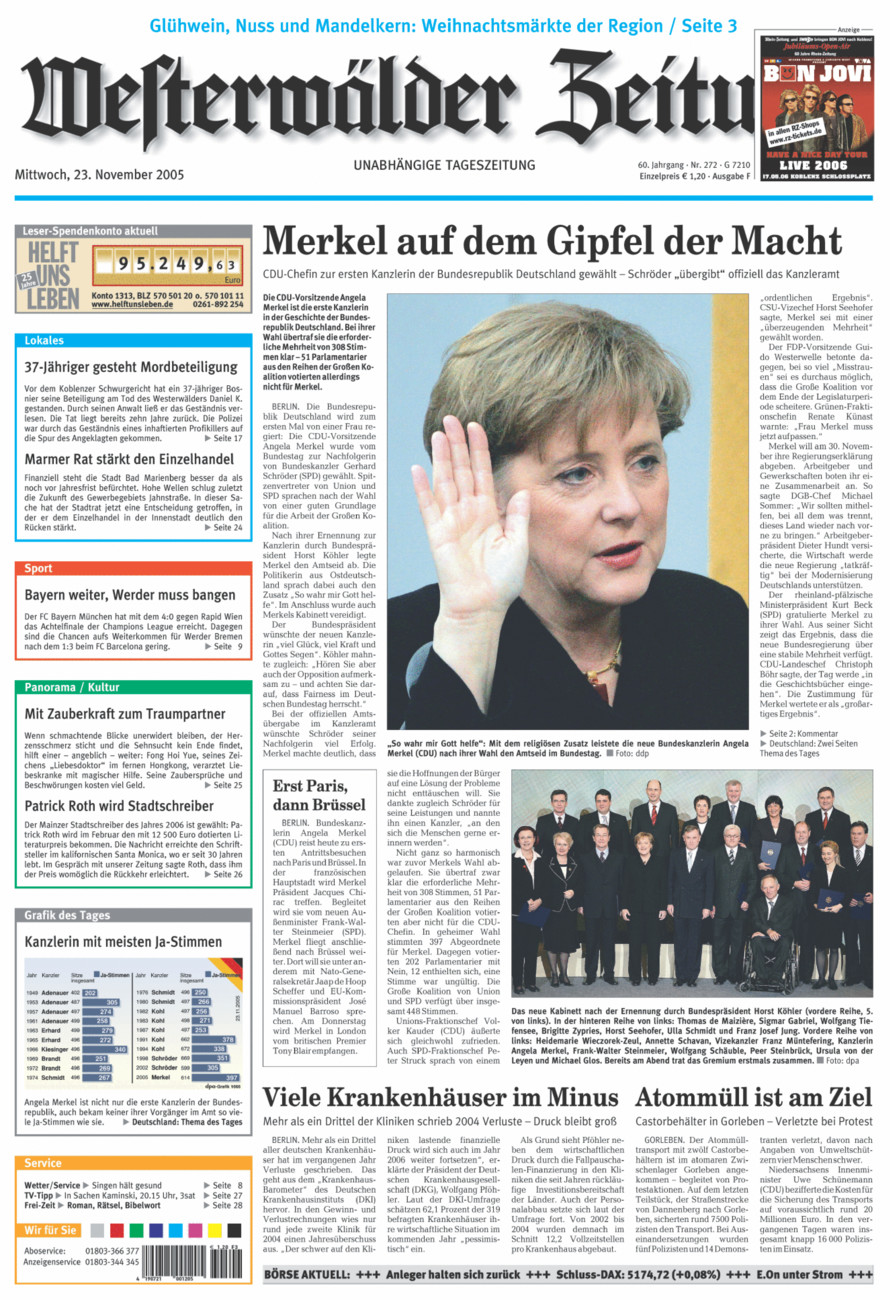 Westerwälder Zeitung vom Mittwoch, 23.11.2005