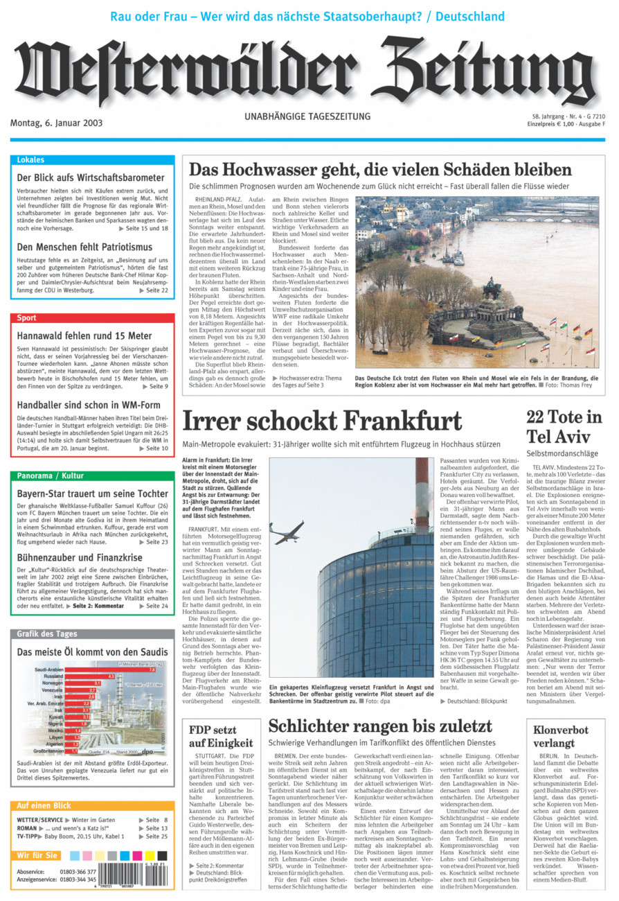 Westerwälder Zeitung vom Montag, 06.01.2003