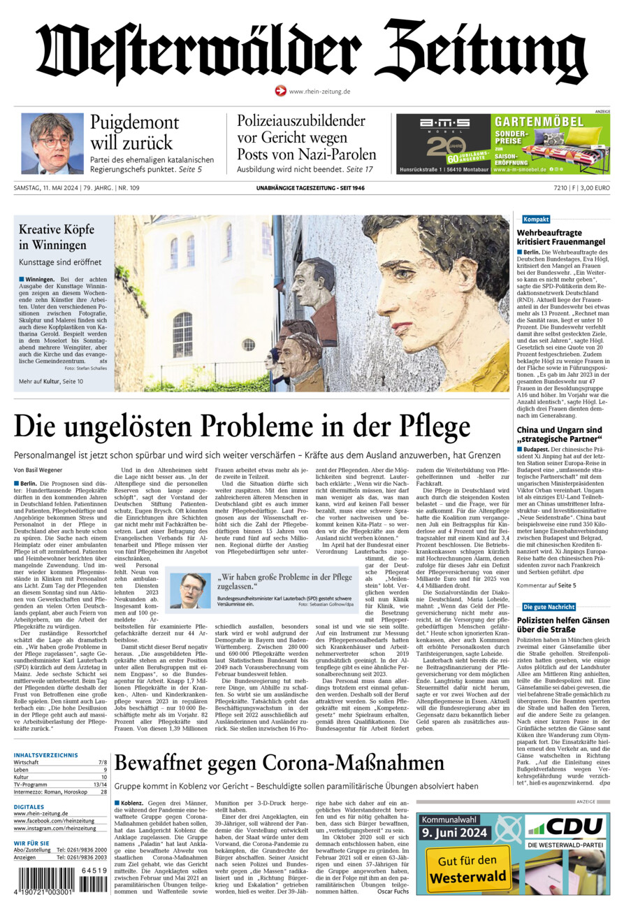 Westerwälder Zeitung vom Samstag, 11.05.2024