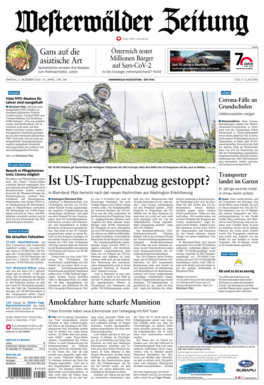 Westerwälder Zeitung vom Samstag, 05.12.2020