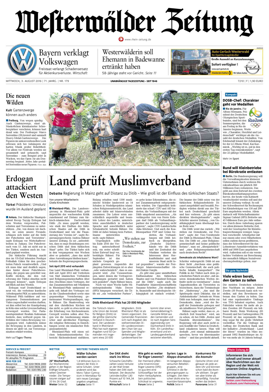 Westerwälder Zeitung vom Mittwoch, 03.08.2016