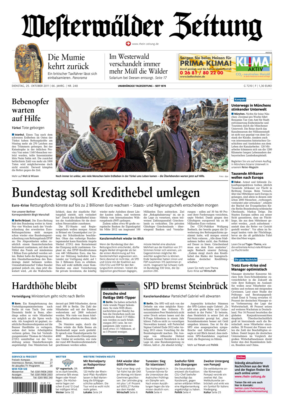 Westerwälder Zeitung vom Dienstag, 25.10.2011
