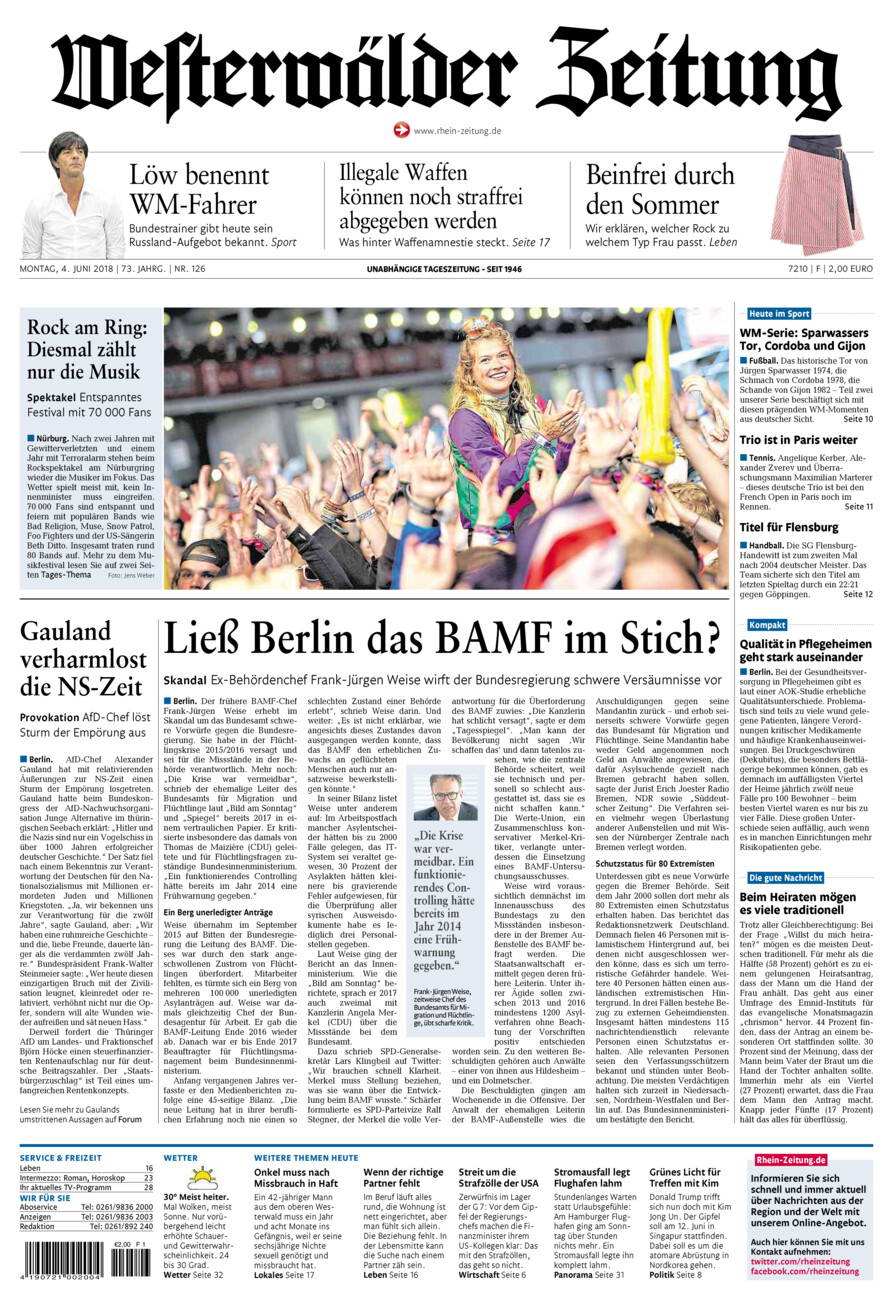 Westerwälder Zeitung vom Montag, 04.06.2018