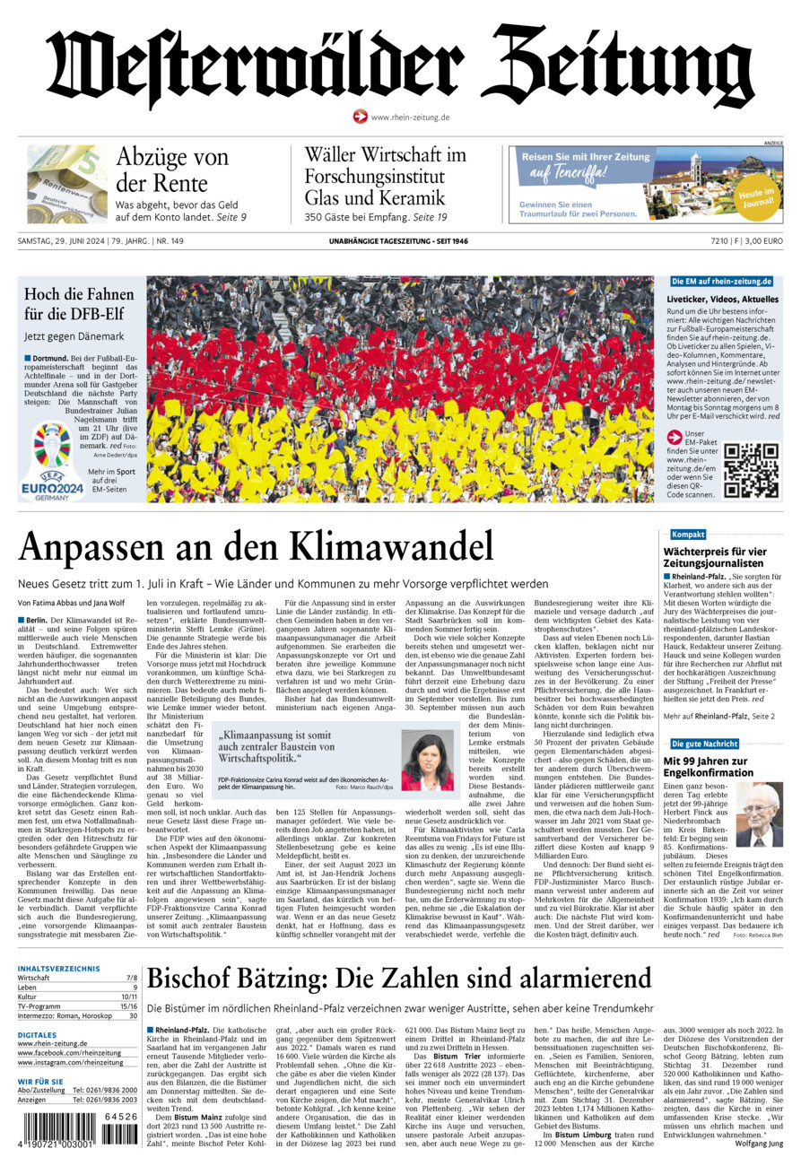 Westerwälder Zeitung vom Samstag, 29.06.2024