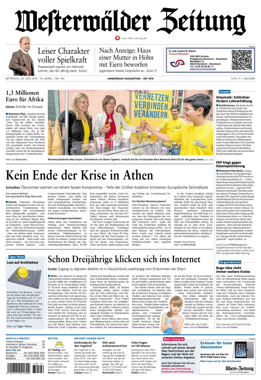 Westerwälder Zeitung vom Mittwoch, 24.06.2015