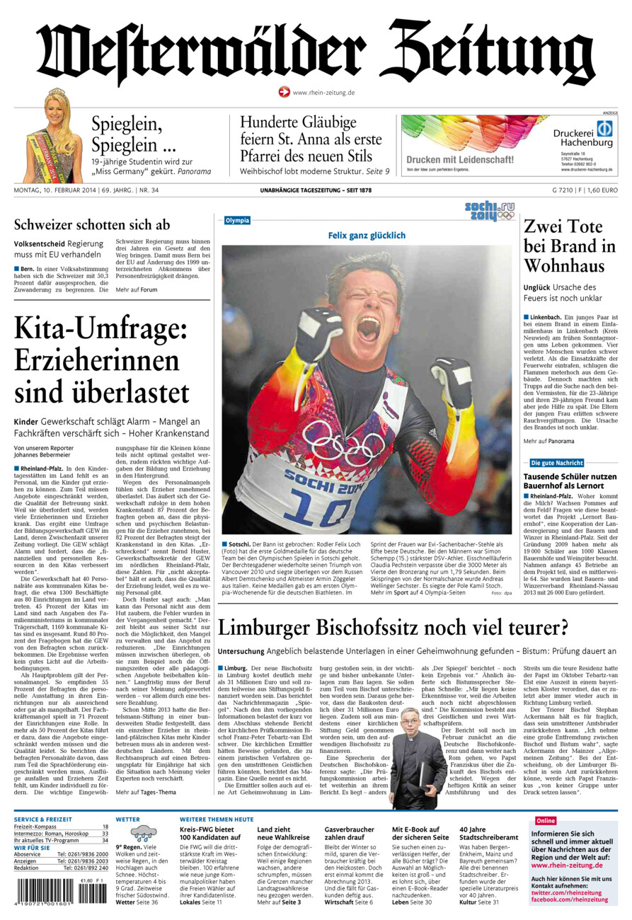 Westerwälder Zeitung vom Montag, 10.02.2014