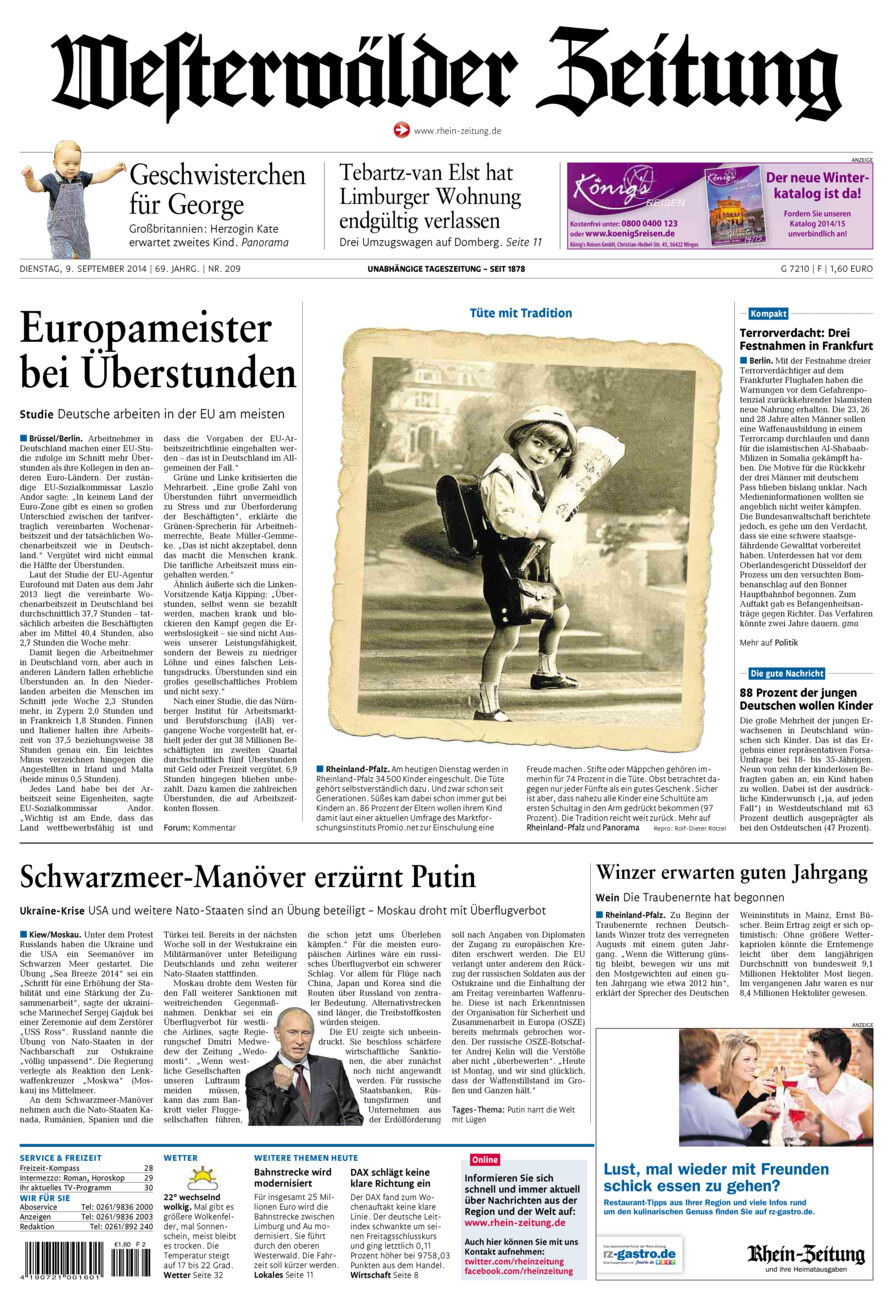 Westerwälder Zeitung vom Dienstag, 09.09.2014