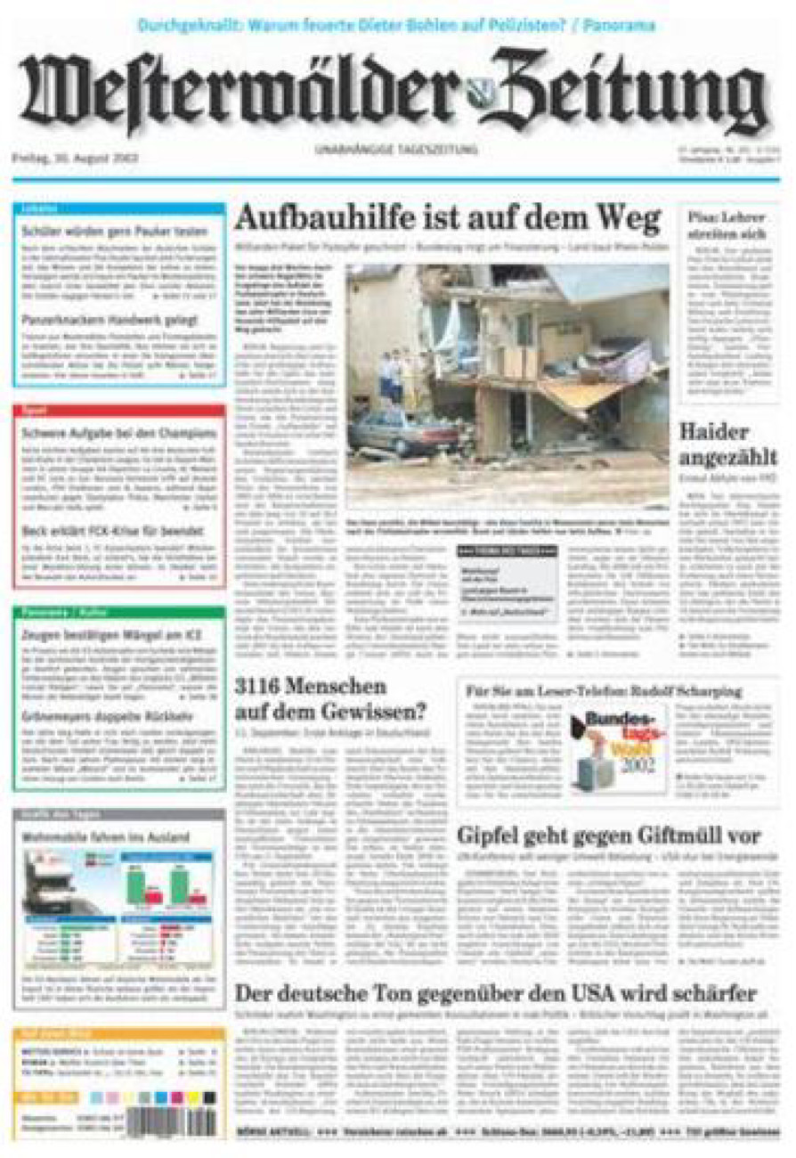 Westerwälder Zeitung vom Freitag, 30.08.2002