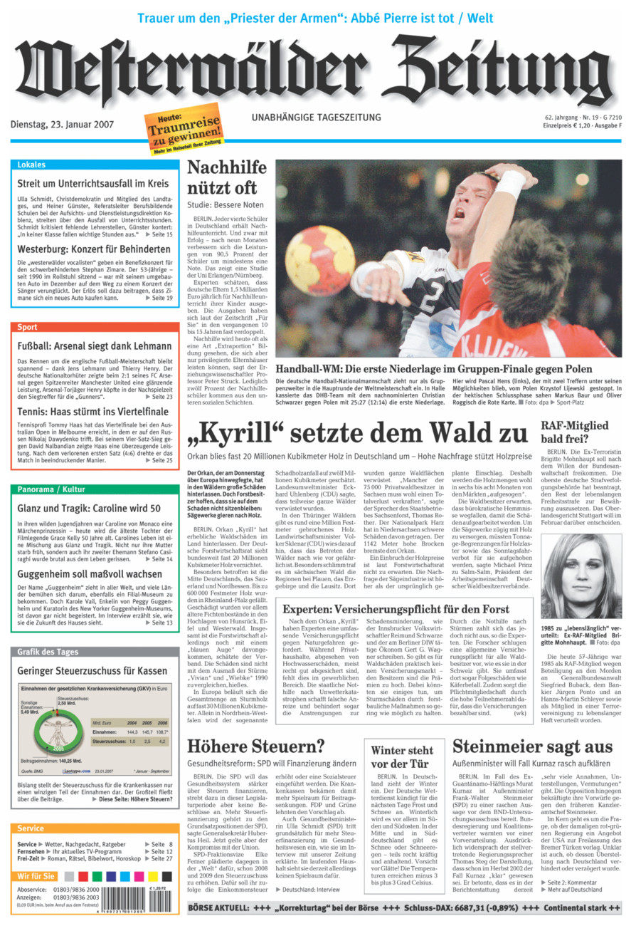 Westerwälder Zeitung vom Dienstag, 23.01.2007