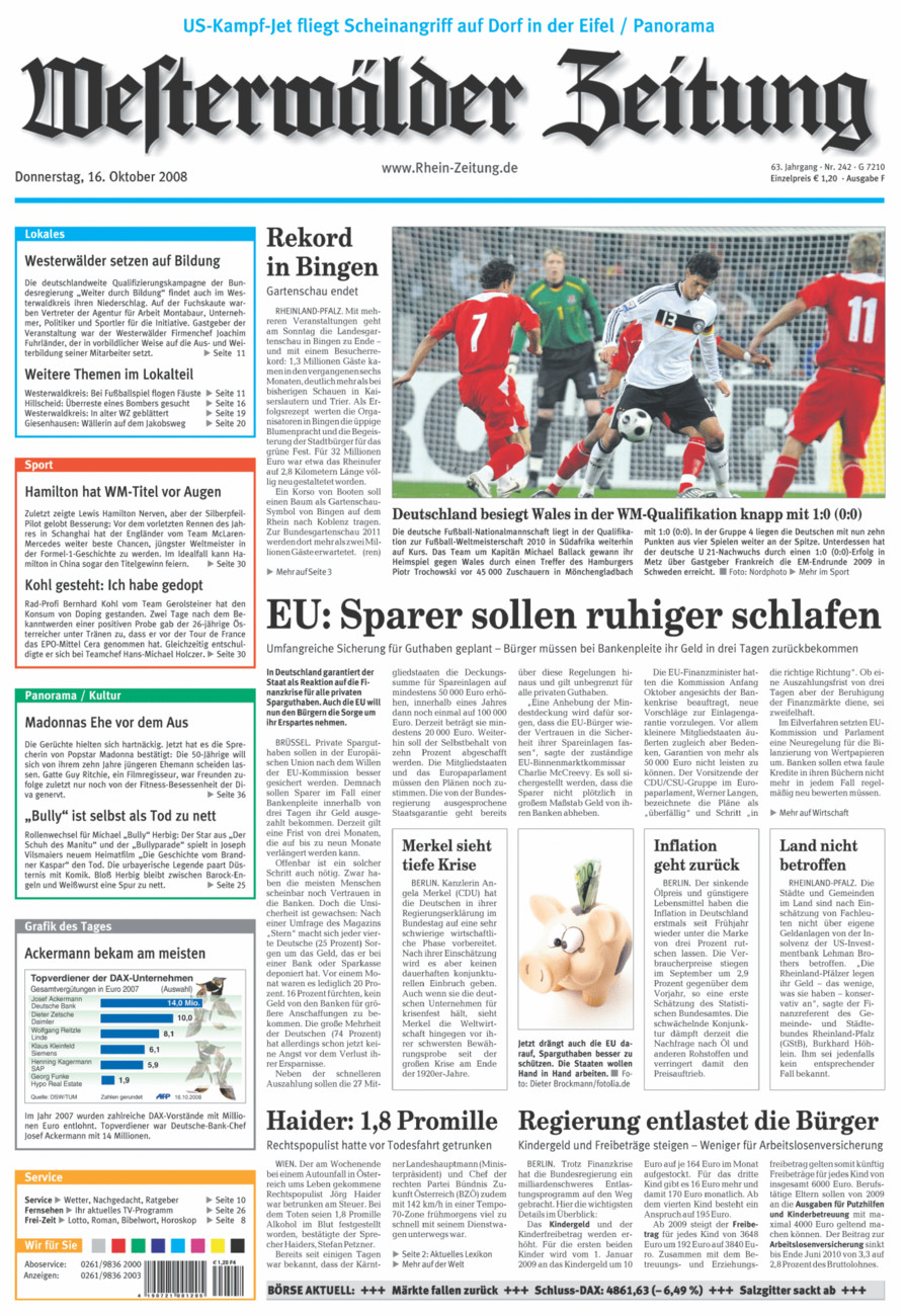 Westerwälder Zeitung vom Donnerstag, 16.10.2008