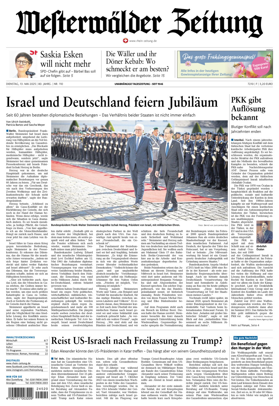 Westerwälder Zeitung vom Dienstag, 13.05.2025
