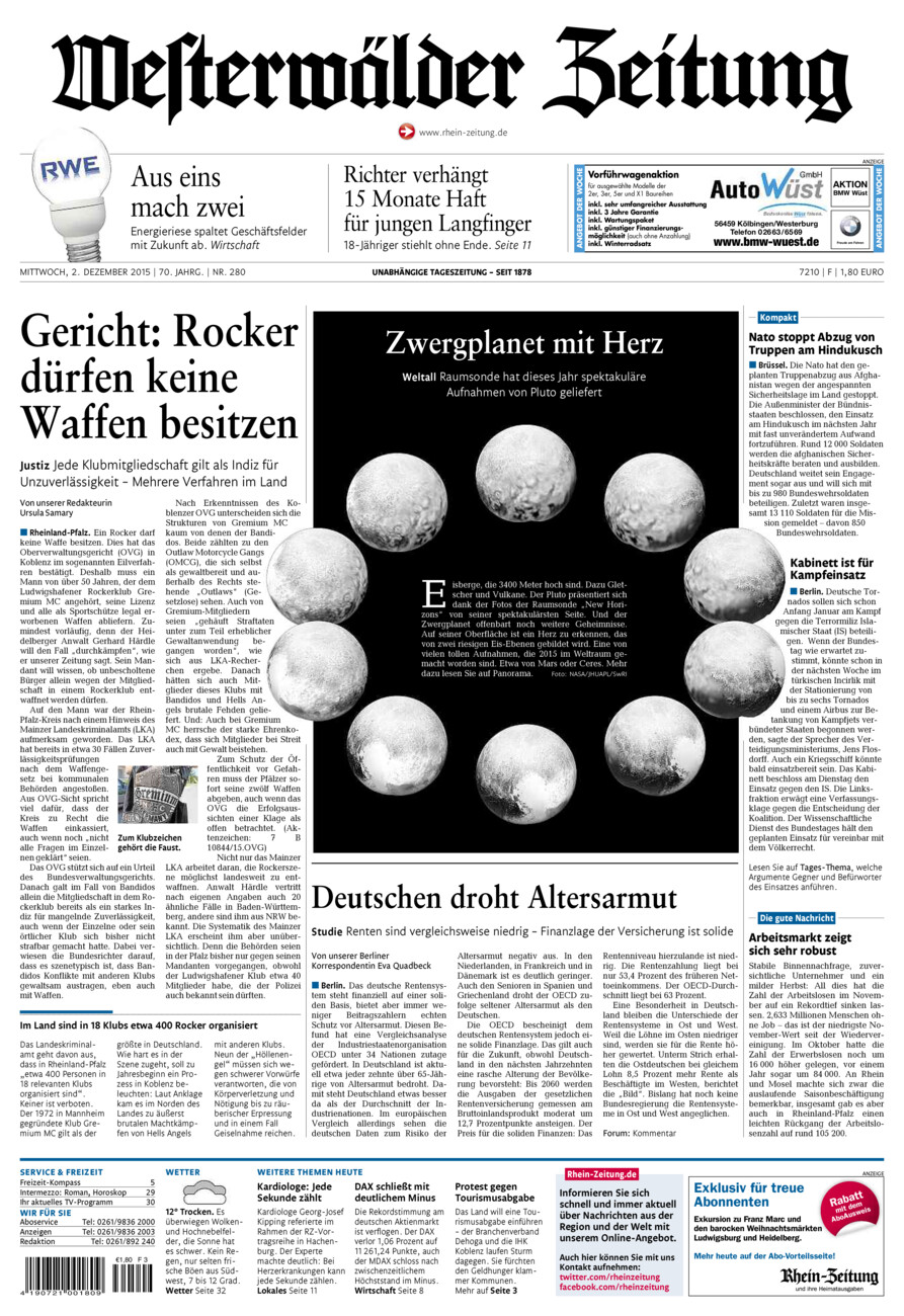 Westerwälder Zeitung vom Mittwoch, 02.12.2015