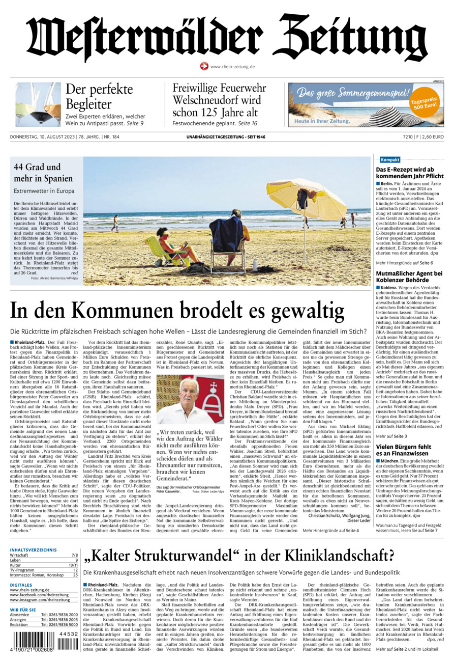 Westerwälder Zeitung vom Donnerstag, 10.08.2023