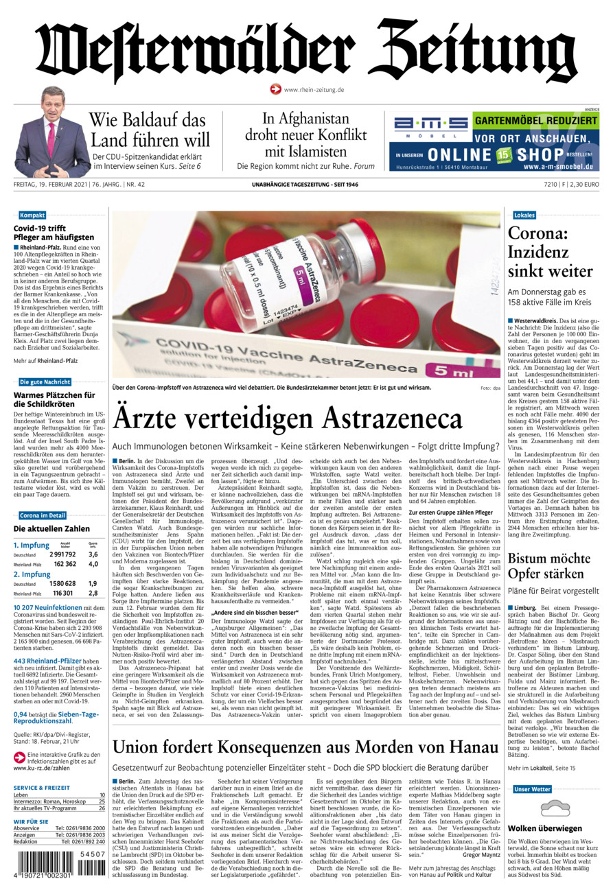 Westerwälder Zeitung vom Freitag, 19.02.2021